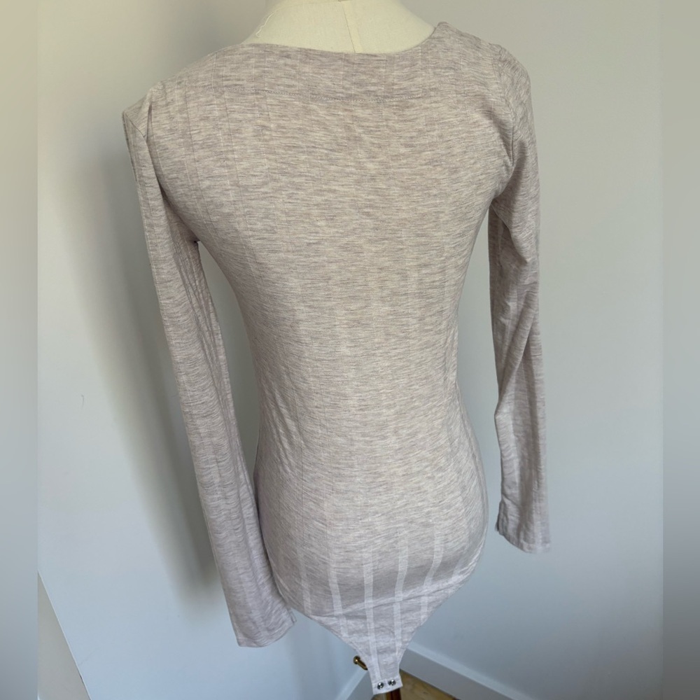 Tan Ribbed Fitted Bodysuit - Picture 3 of 4